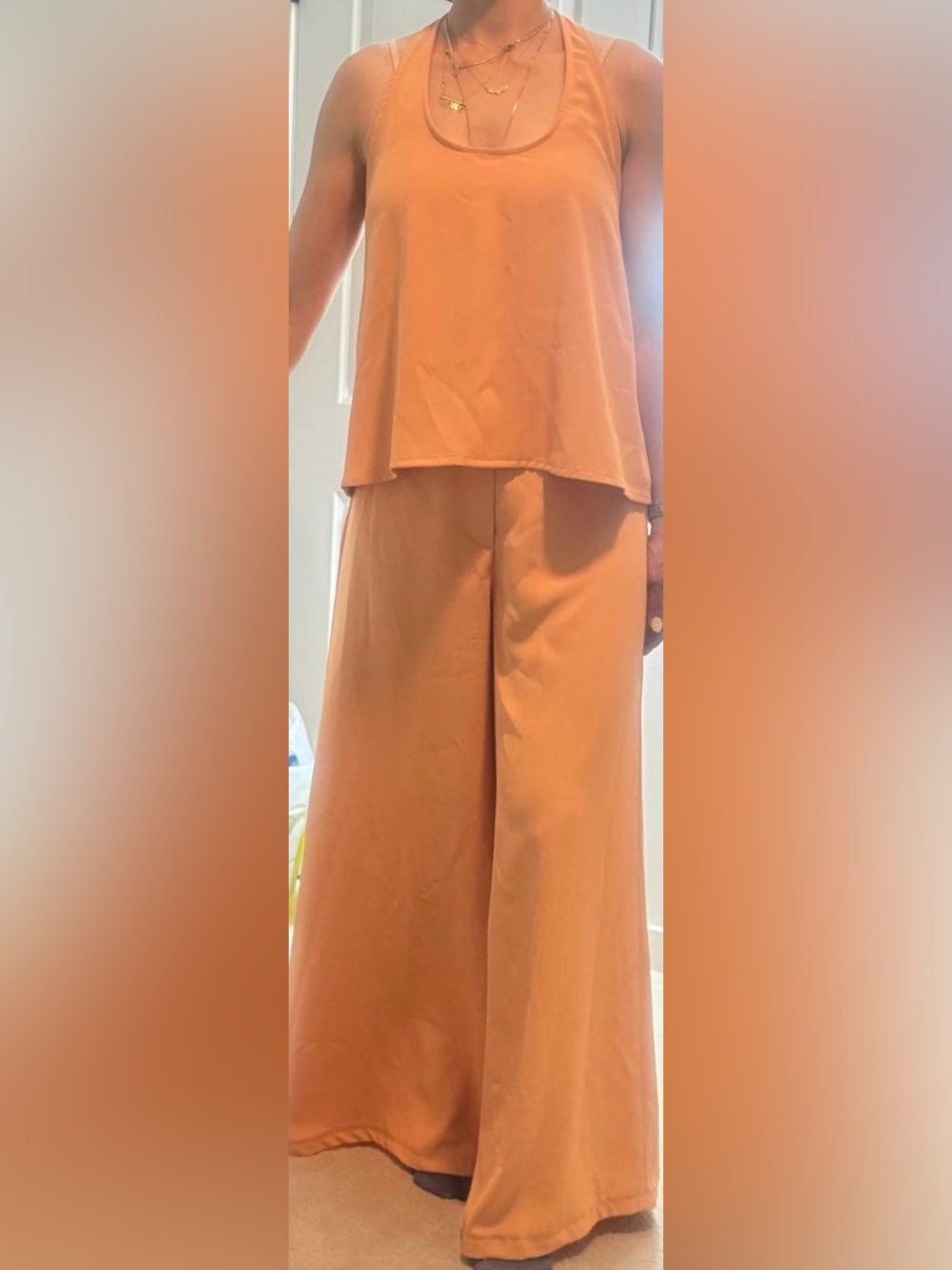NWT Women’s Wide-Leg Jumpsuit Set in Rust
